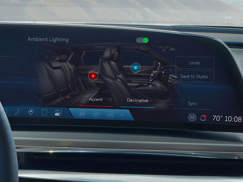 Close-up of the 2025 Cadillac LYRIQ Ambient Lighting Settings on the Interior Display Screen