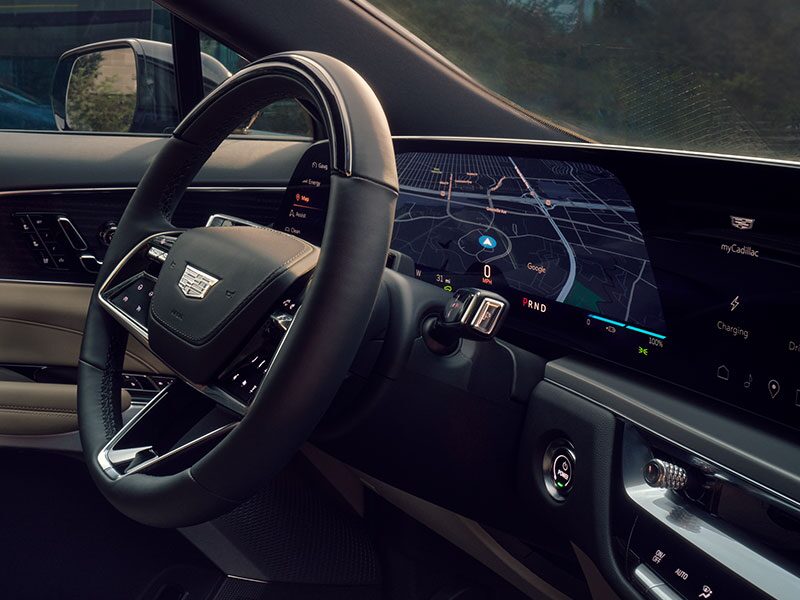 Close-up of the 2025 Cadillac LYRIQ Google Built-in Feature on the 33" Display Screen