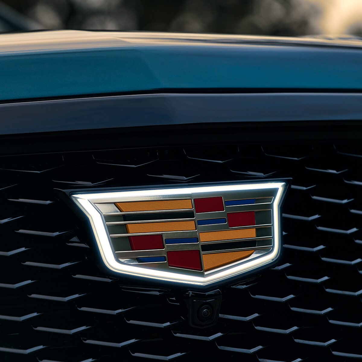 Close-Up of the Cadillac Crest on the 2026 Escalade Grille