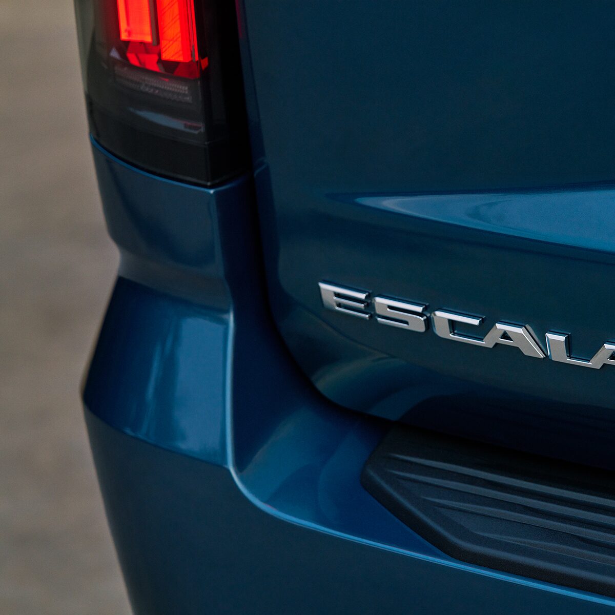 Close-Up of the Escalade Nameplate on the Rear End of the 2026 Cadillac Escalade