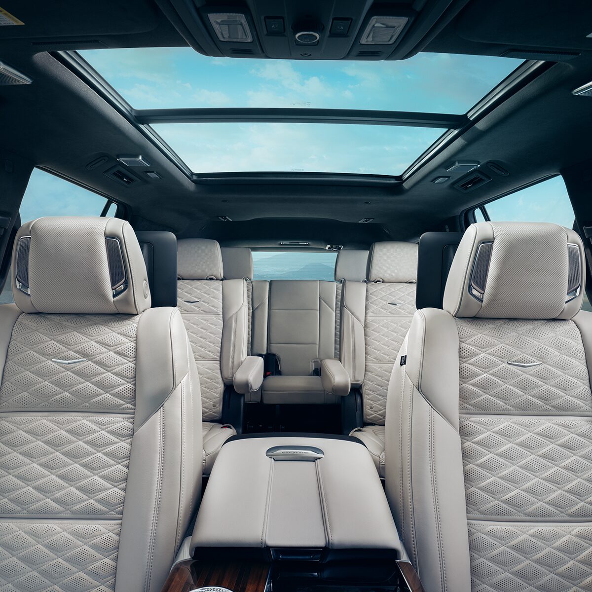 Front Row View of the 2026 Cadillac Escalade's Spacious Three-Row Seating