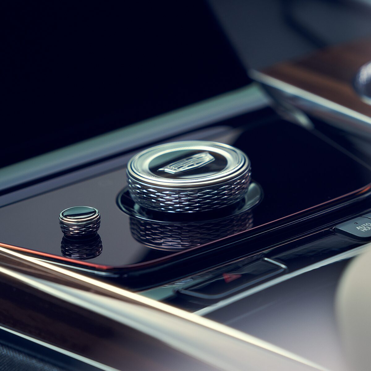 Close-Up of the 2026 Cadillac Escalade Interior Shifter Dial