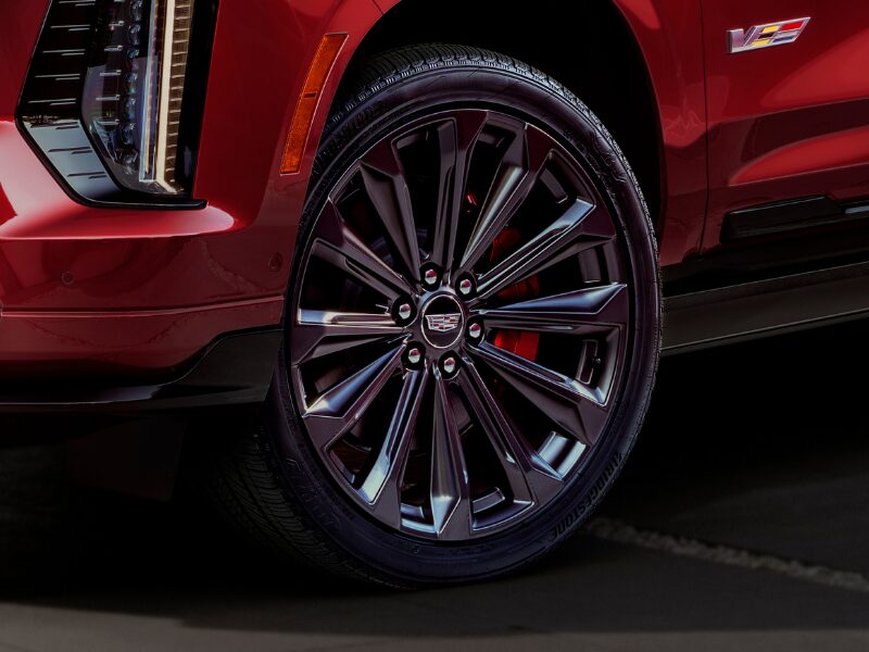 The 24-inch Wheels on a Red 2026 Cadillac Escalade