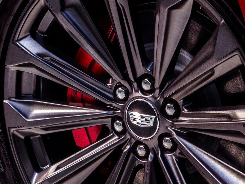 Close-Up of the Brake Caliper Accents in the 2026 Escalade-V Tire