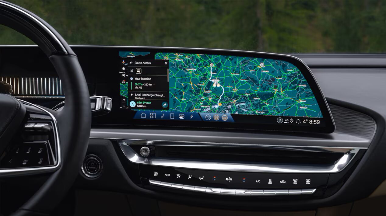 Google maps on the 33-inch Cadillac infotainment display