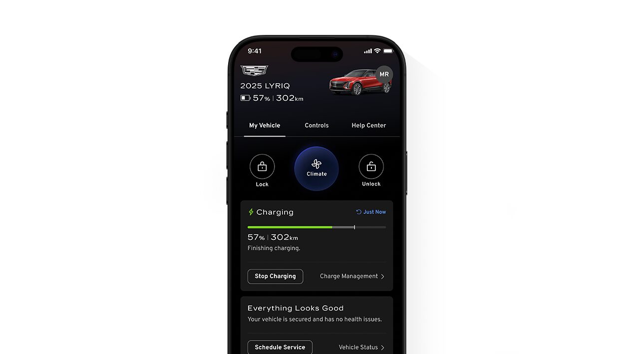 Charging management in the Cadillac Mobile App