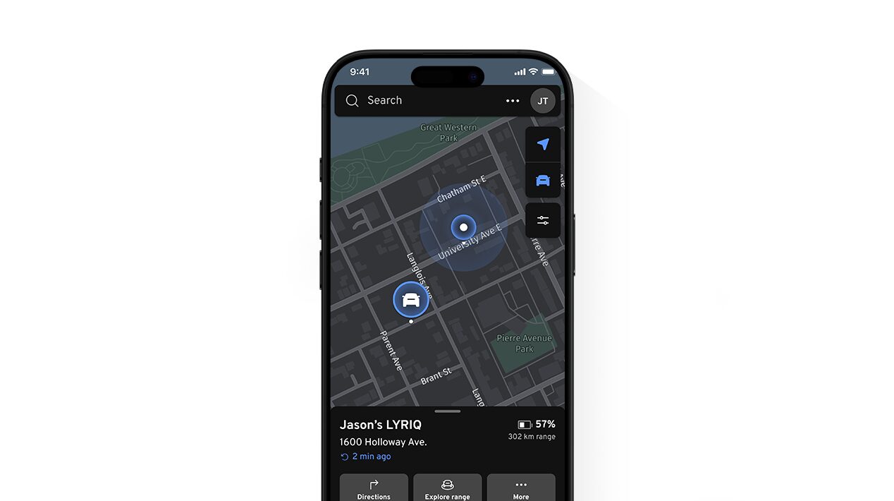 Vehicle locator in the Cadillac Mobile App