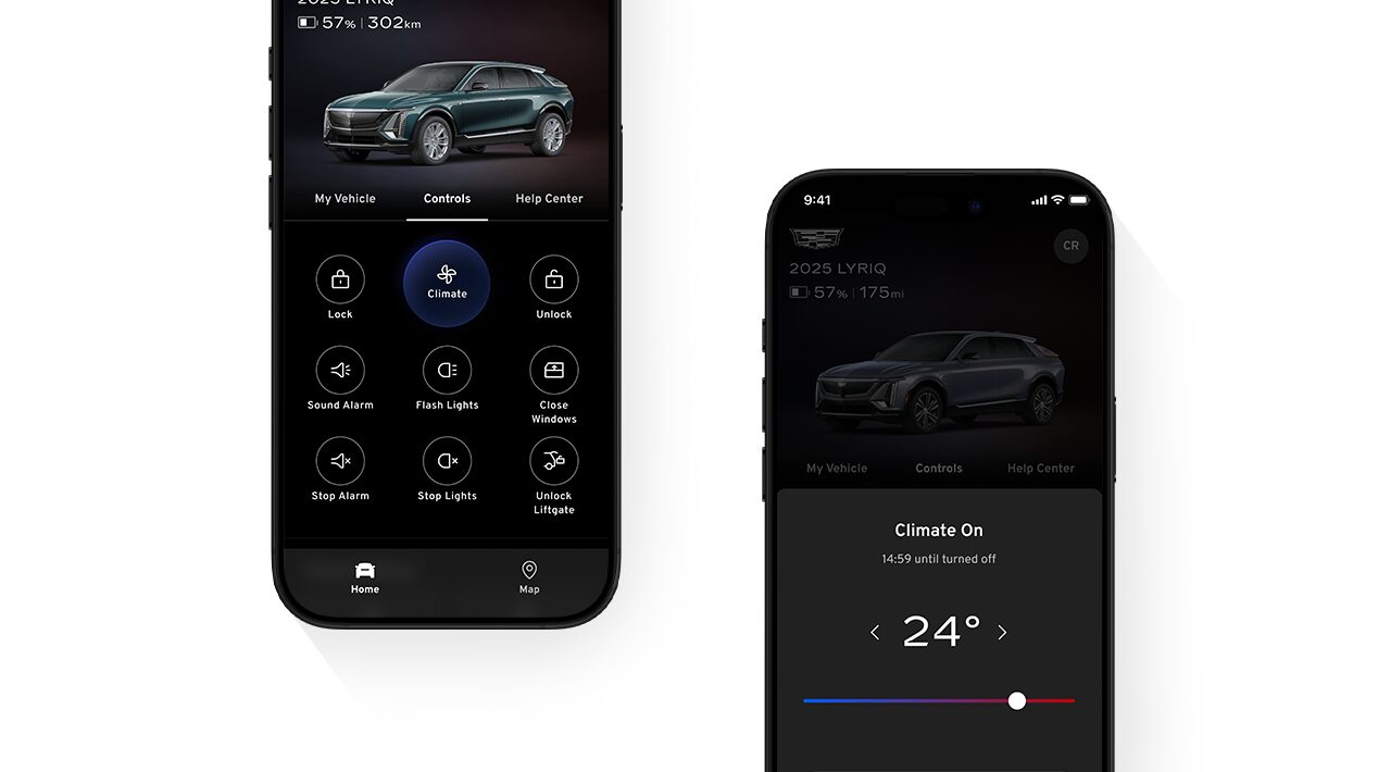 Remote commands in the Cadillac Mobile App