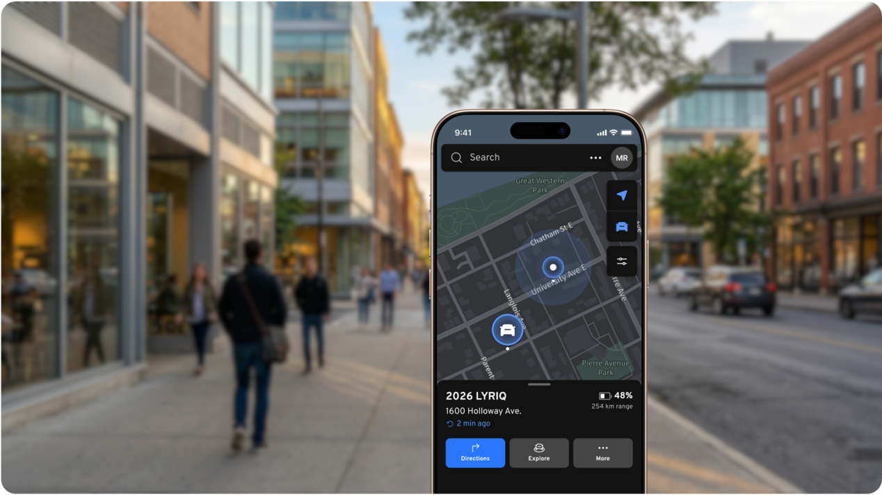 Vehicle locator in the Cadillac Mobile App