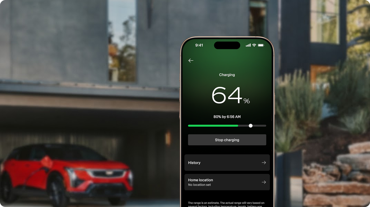 Charging management in the Cadillac Mobile App