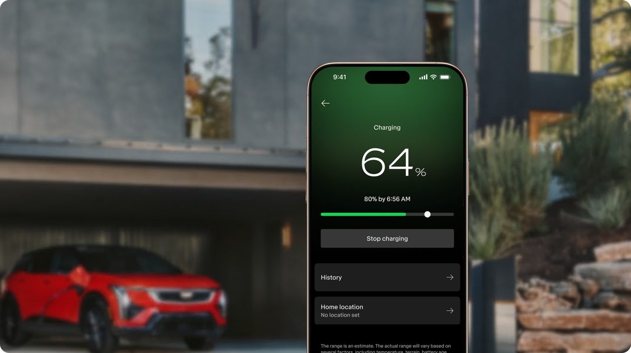 Charging management in the Cadillac Mobile App